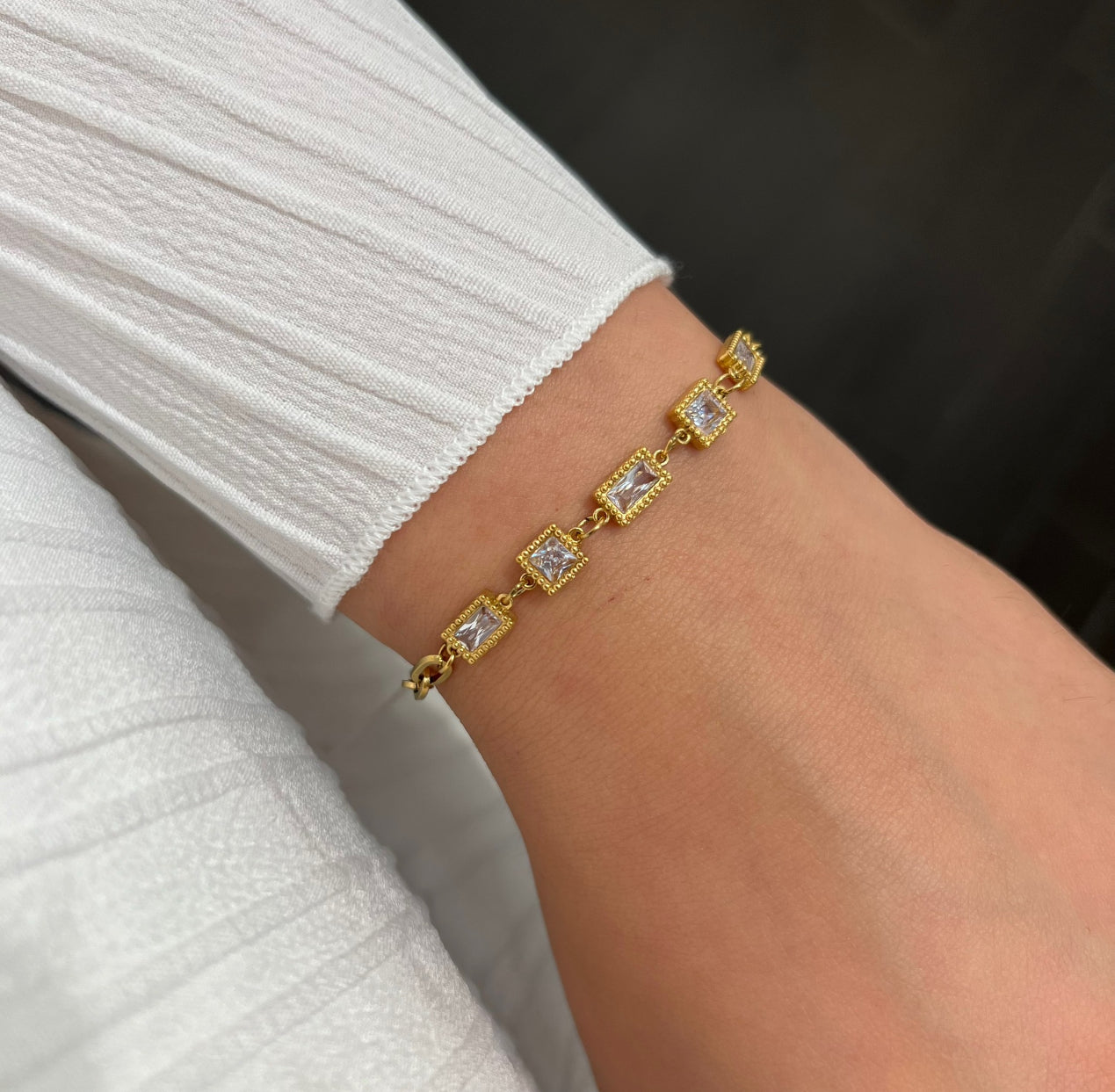 Silber/Gold Armband mit rechteckigen Steinen