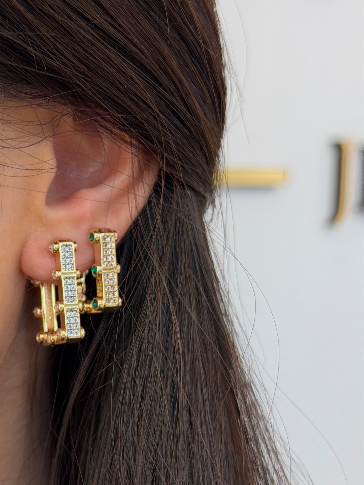 Green & White Shine Ohrringe