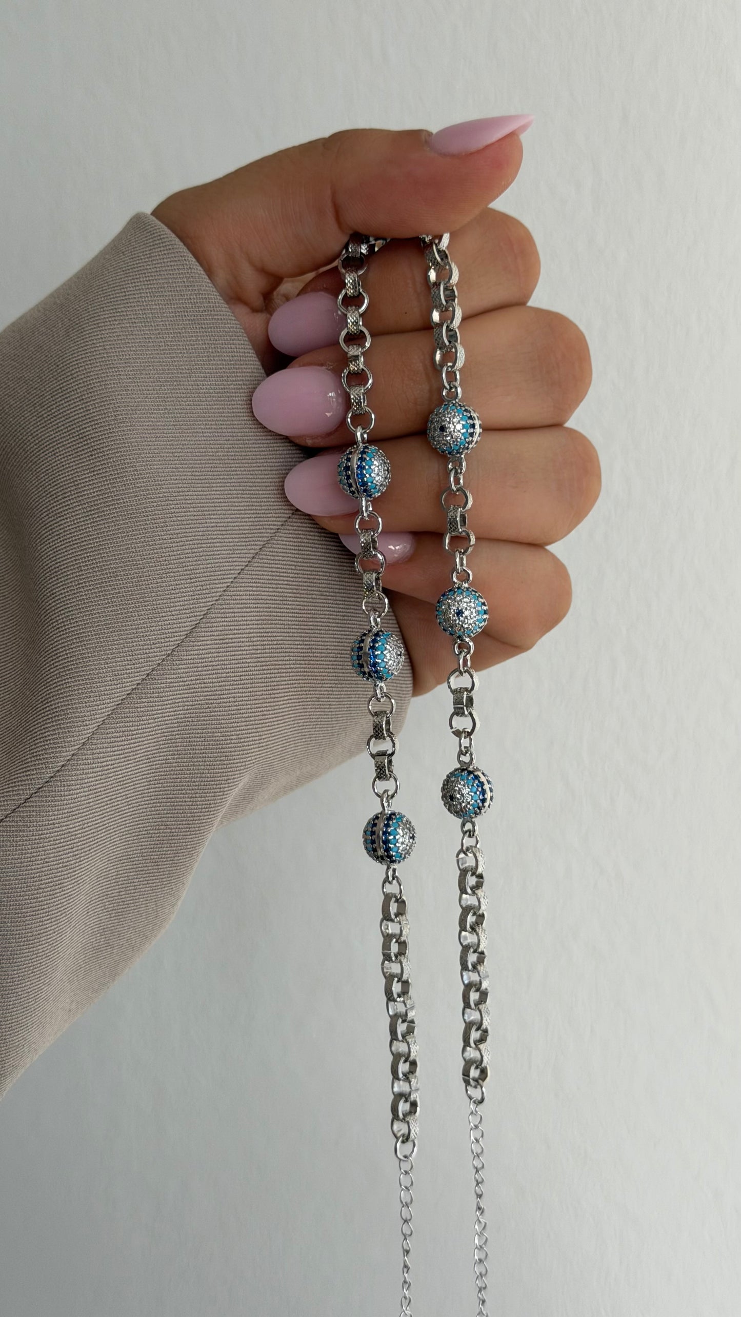 Silver Blue Eye Armband