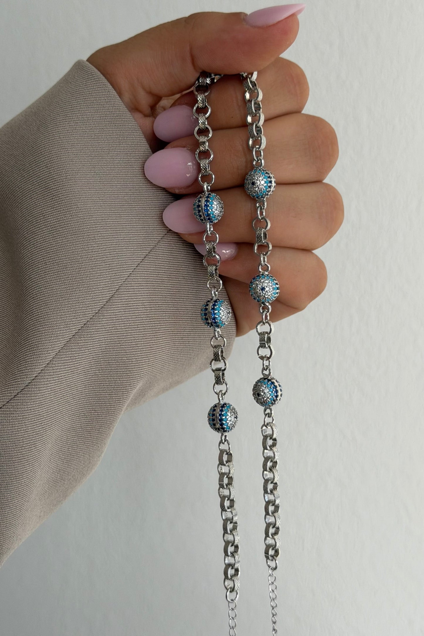 Silver Blue Eye Armband