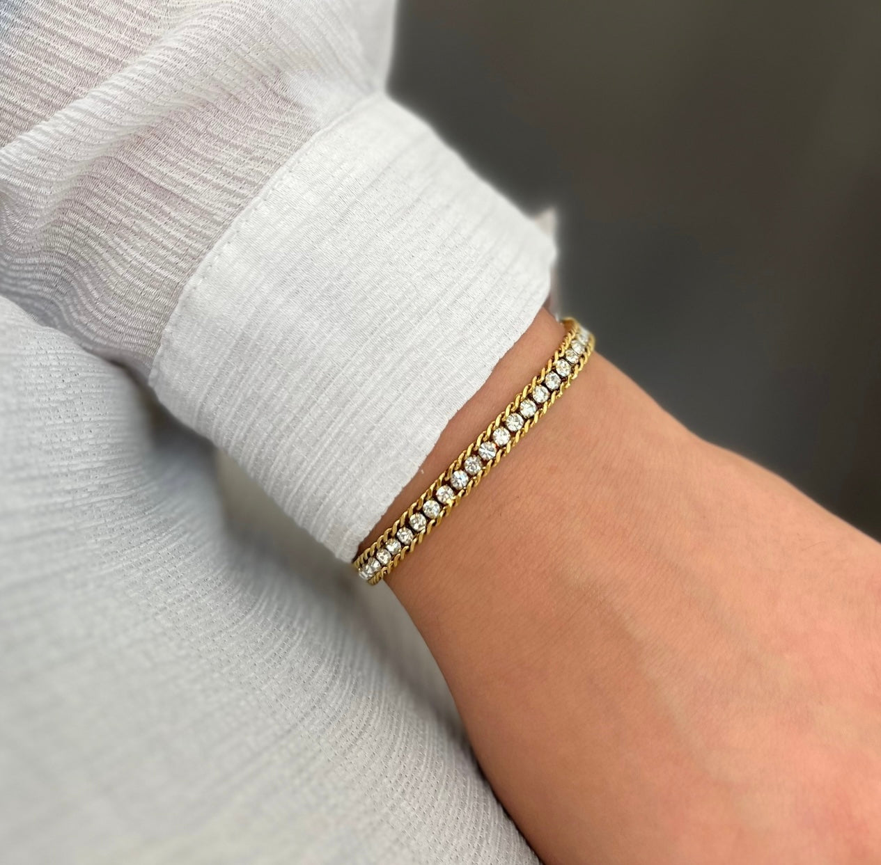 Tennisarmband mit gold Details