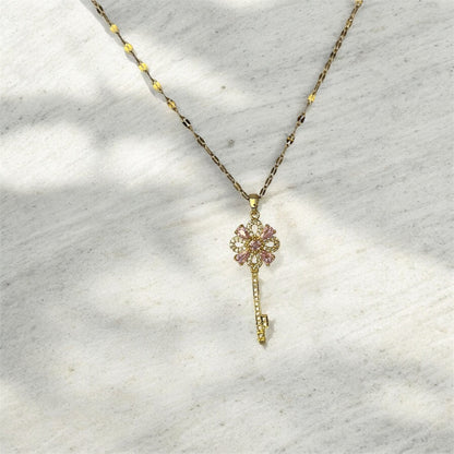 Flower Pink Key Kette