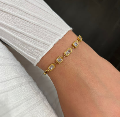 Silber/Gold Armband mit rechteckigen Steinen