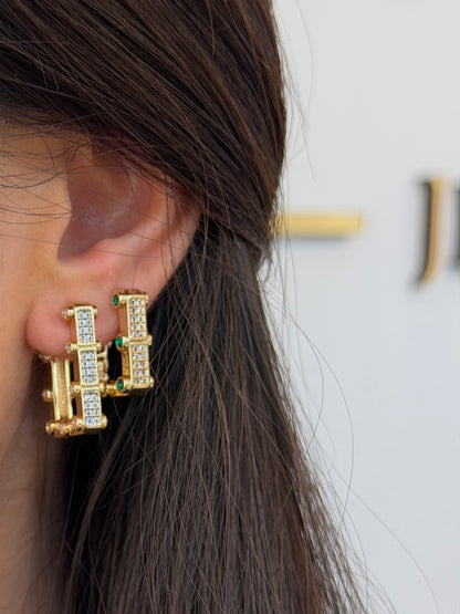 Green & White Shine Ohrringe