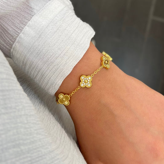 Clover Armband mit funkelnden Steinen