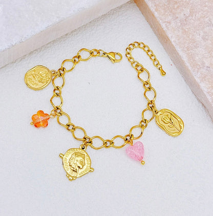 Golden Coin Charm Armband