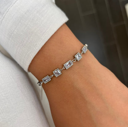 Silber/Gold Armband mit rechteckigen Steinen