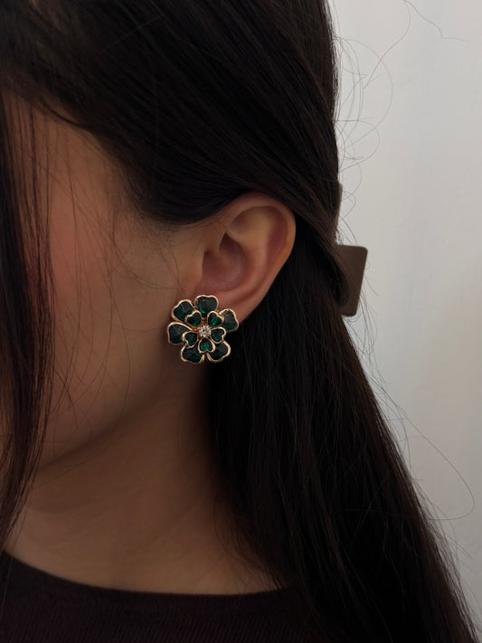 Green Flower Ohrringe